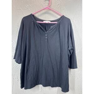 Jones New York Sport Woman Womens Black Plus Size 1/2 Half Sleeve Top Size 2X‎